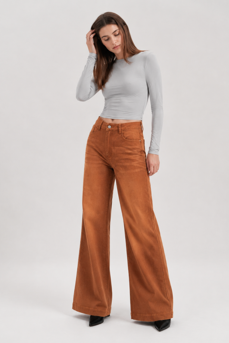 Women's Fall High Waist Wide Leg Flare Jeans