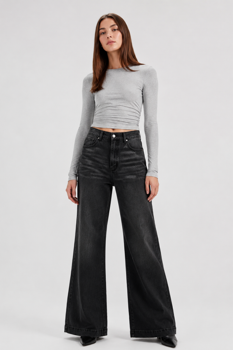 Women's Fall High Waist Wide Leg Flare Jeans