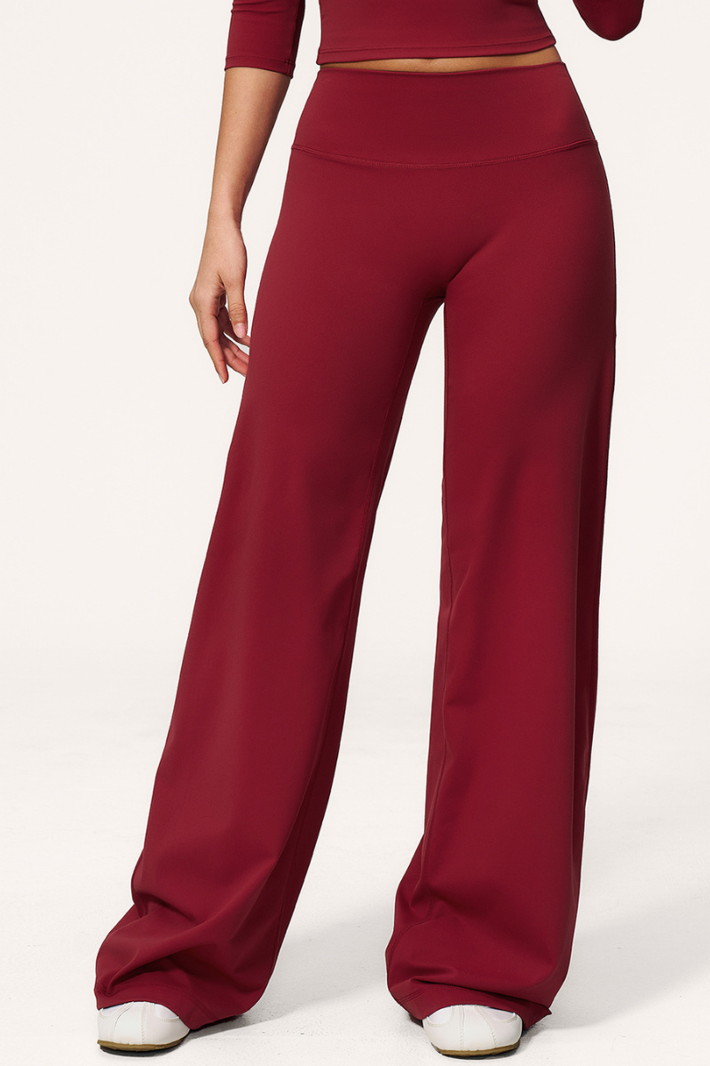 Women's Brushed Wide Waistband Draped Wide Leg Pants