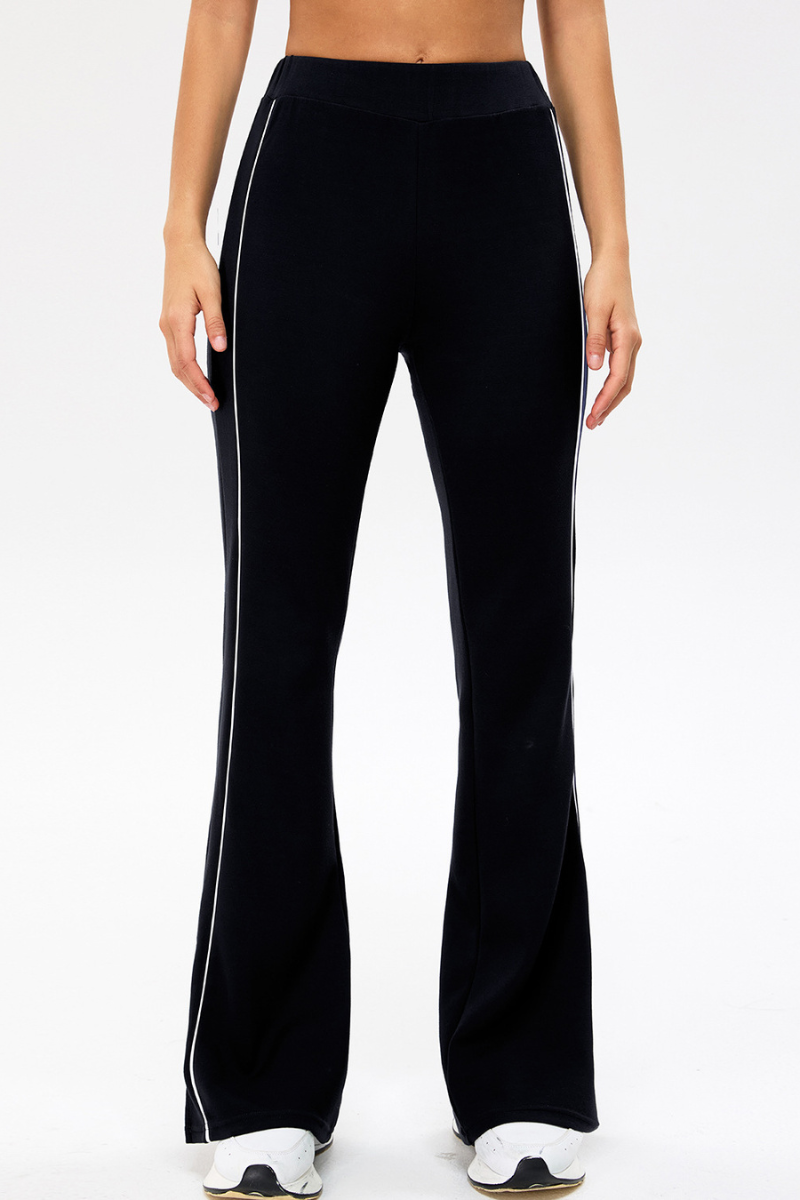 Women's Color-Block Strap Side Slit Yoga Flared Pants
