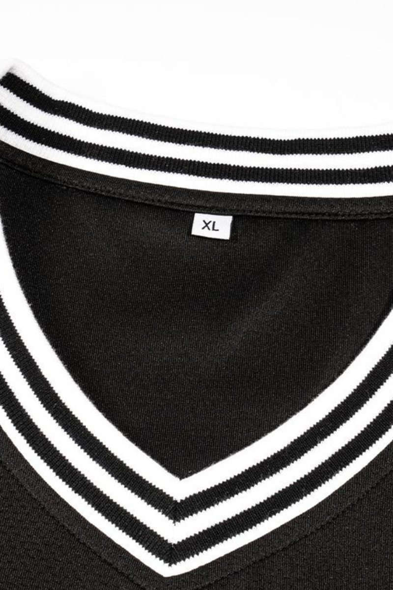 Unisex V-Neck Striped Mesh Athletic Football Jersey Tee