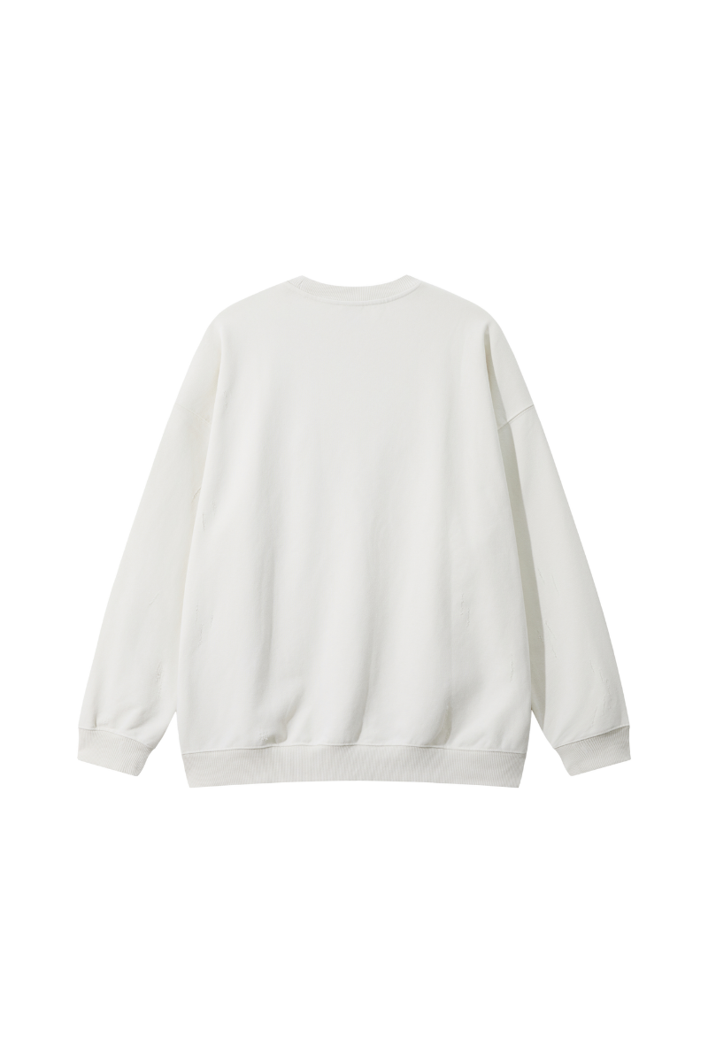 Women's Fall Washed Distressed Loose Drop Shoulder Pullover