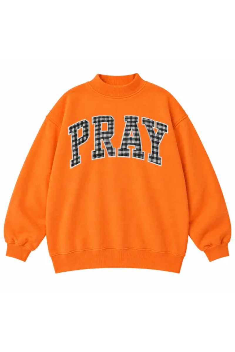 Women's Fall Letter Appliqué Embroidery Mockneck Sweatshirt