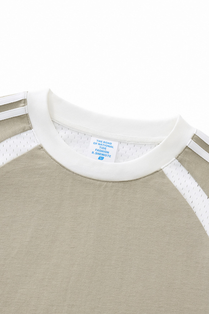 Women's 260g Cotton Mesh Stripe Patch Tee