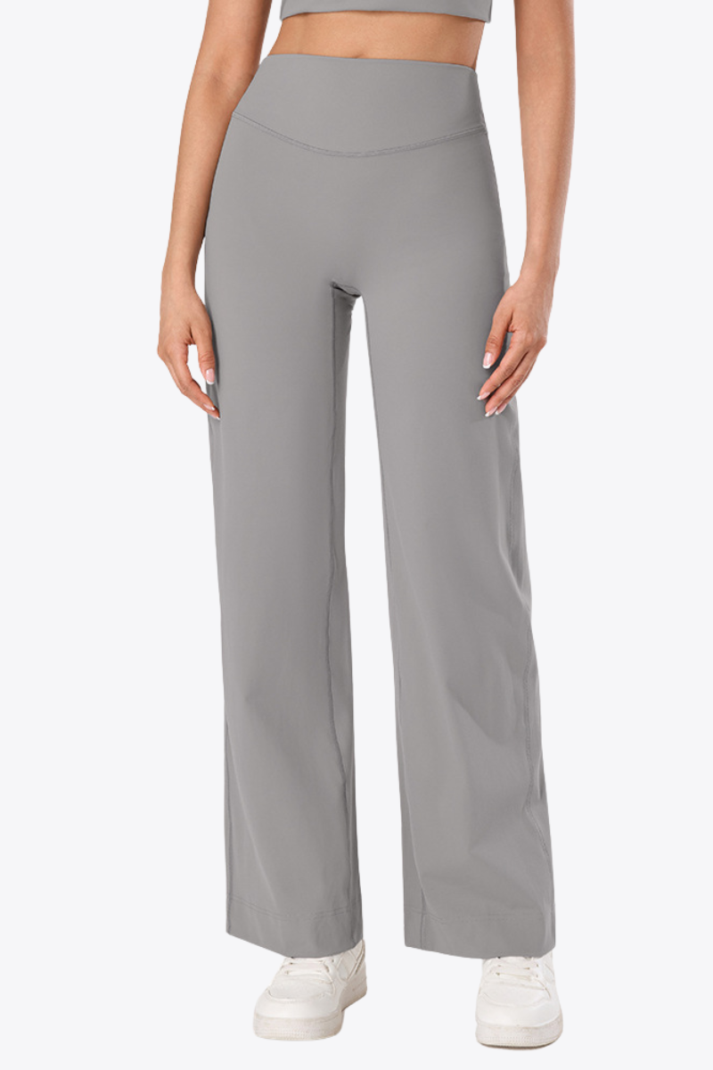 Women's High-Waist Brushed Naked-Feel Wide-Leg Sports Pants