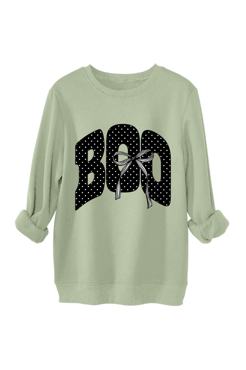 Women's Fall Boo Graphic Polka Dot Print Halloween Pullover
