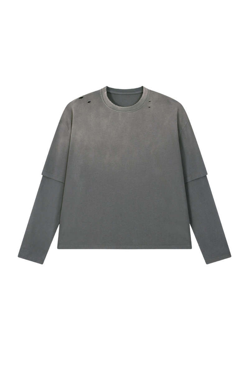 Men's 100% cotton Vintage Wash Gradient Relaxed Pullover