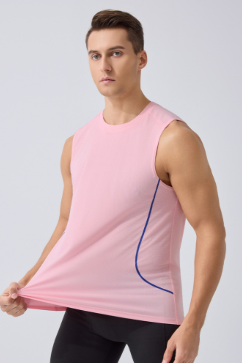 Men's Contrast Stitch Dry Crew Neck Sleeveless Tank Top