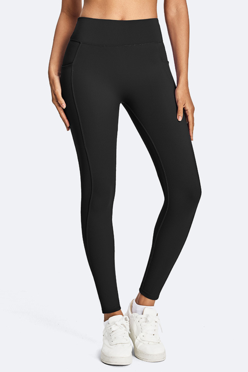 Women's Athletic Side Pocket Ruched Back Seam Yoga Leggings