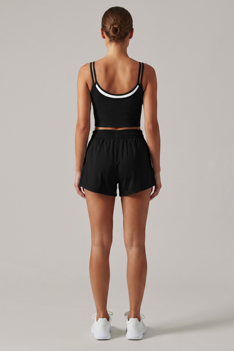 Women's Double Thin Strap Sports Cami Tank Top & Shorts Set