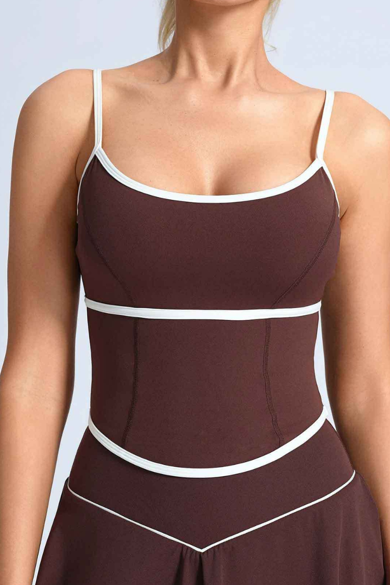 Women's Contrast Trim Contrat Crisscross Back Yoga Tank Top