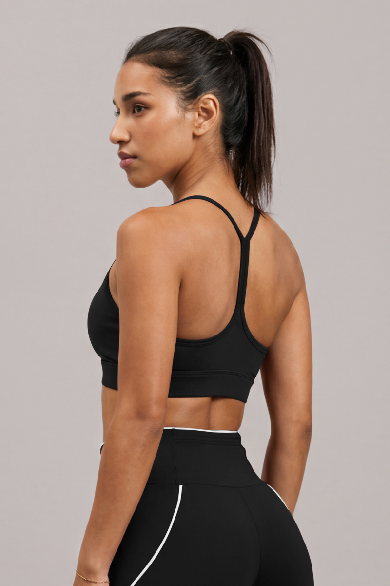 Women's Contrast Trim Y-Back Thin Strap Sports Bra