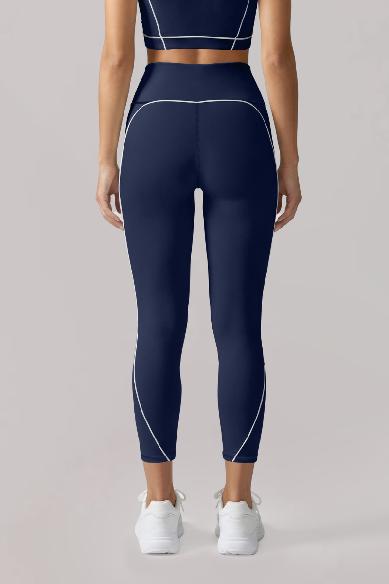 Women's Contrast-Line High-Waist Butt-Lifting Capri Leggings