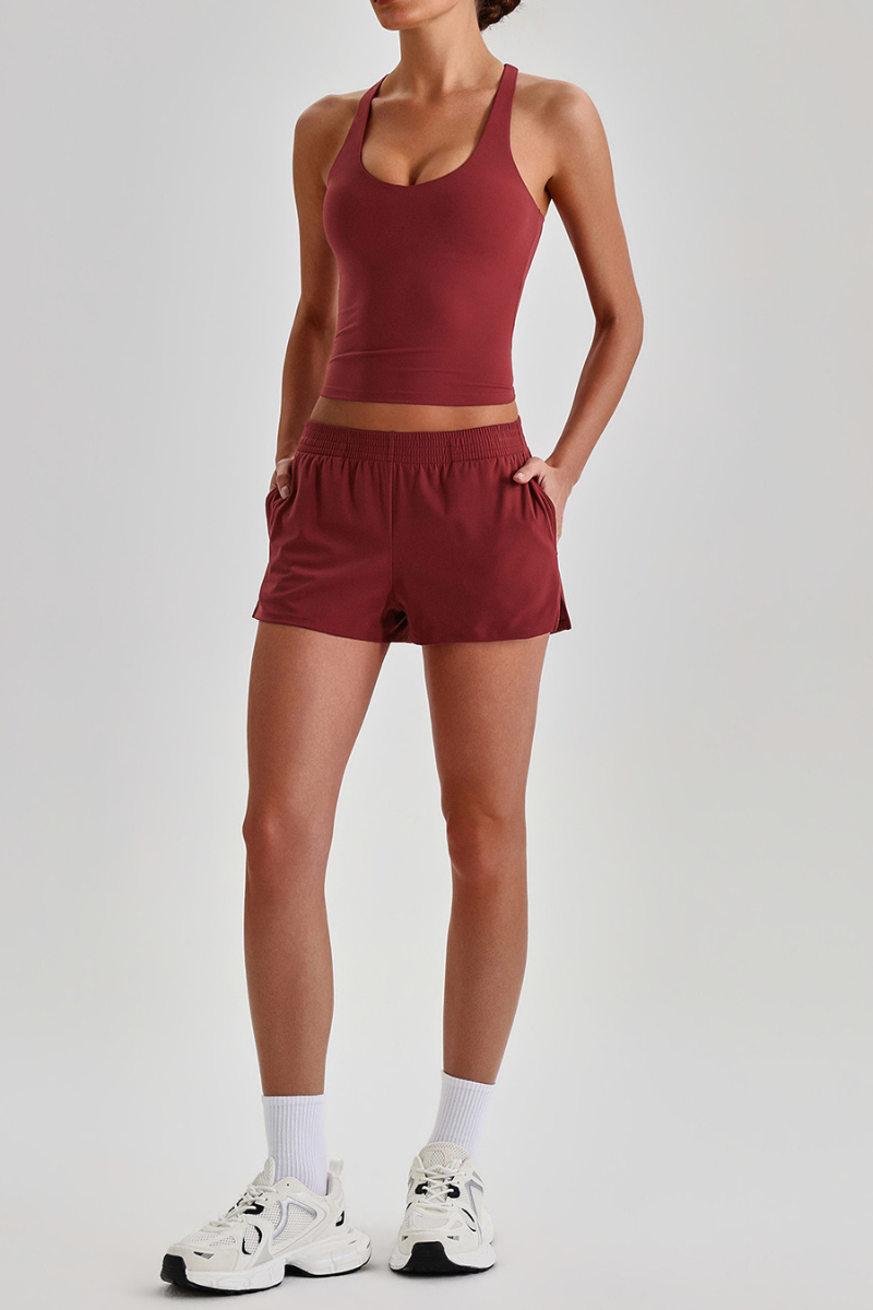 Women's Athletic Racerback Tank Top & Side Pocket Shorts Set