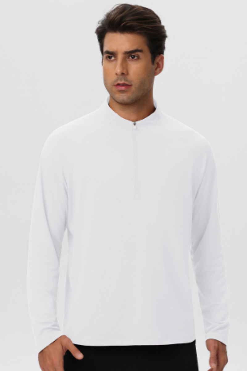 Men's Half Zip Raglan Quick Dry Athletic Long Sleeve T-Shirt