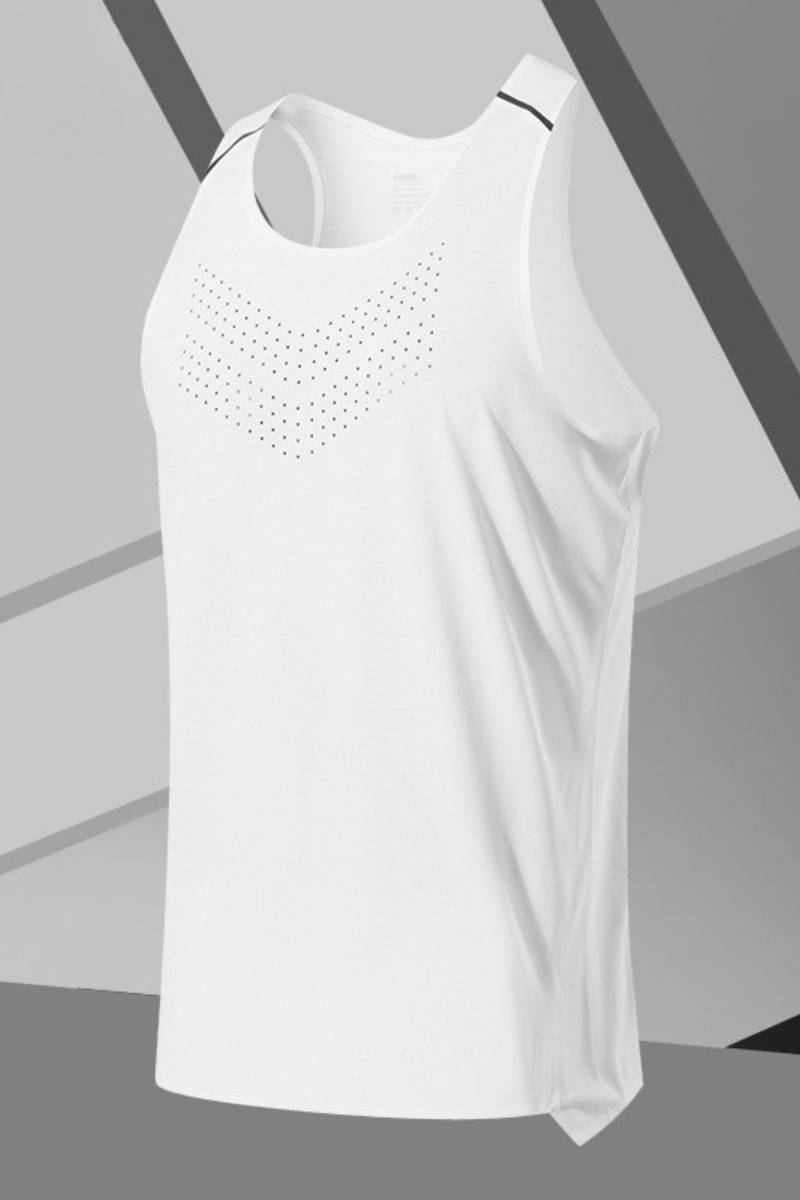 Men's Laser Perforated Lightweight Racerback Racing Tank Top