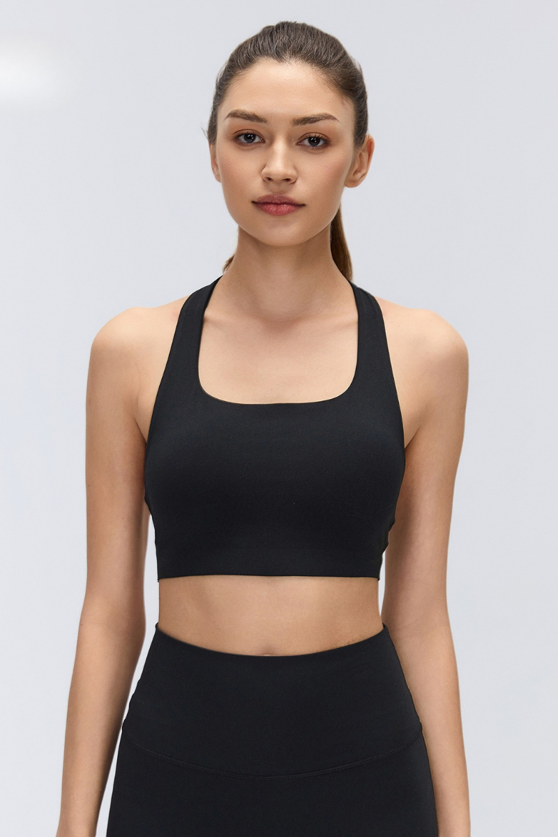 Women's Halter Stretch Removable Pads Solid  Sports Bra