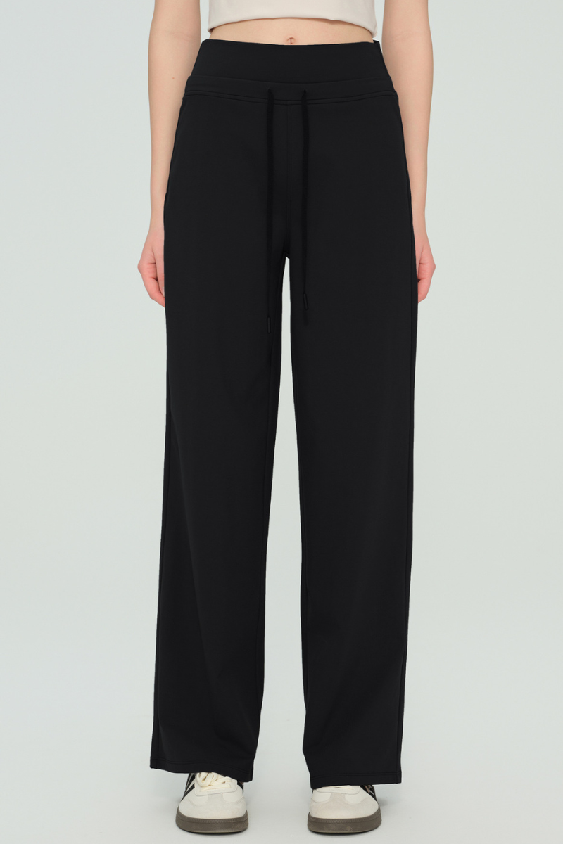Women's Double Waist Drawstring Wide Straight Leg Yoga Pants