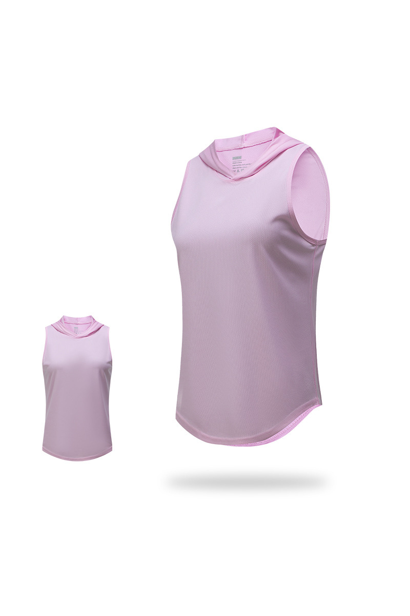Women's Hooded Curved Hem Mesh Quick Dry Athletic Tank Top