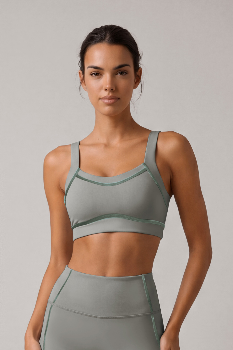 Women's Athletic Nude-Feel High Stretch Wide Straps Bra