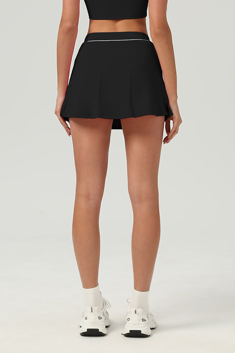 Women Cross-Waist Sculpting Running Tennis Yoga Skirt With Built-In Shorts