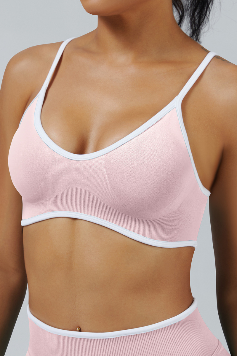 Women's Multi-Color Contrast Trim Padded Sports Yoga Bra