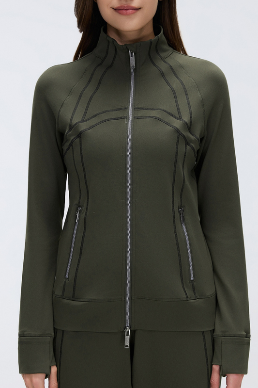 Women's Fall Stand Collar Two-way Zipper Sports Jacket