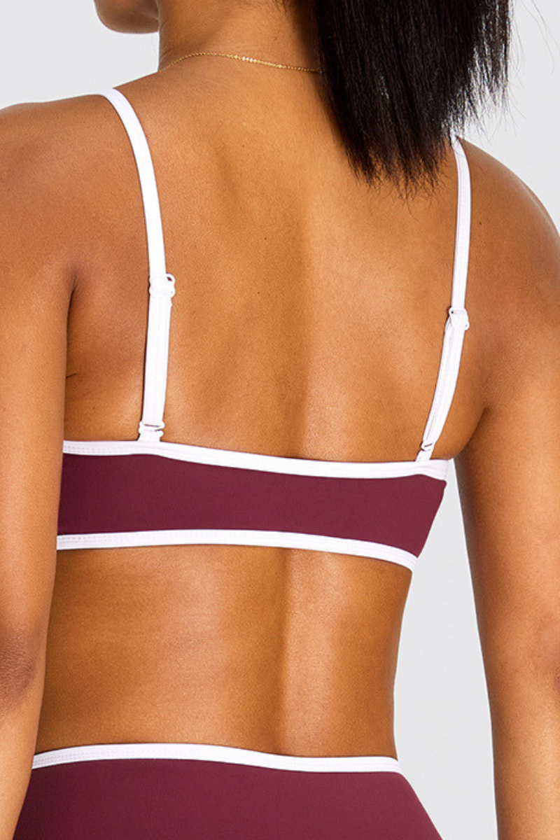 Women's Color-Block Bra And Cross Waist Leggings Sport Set