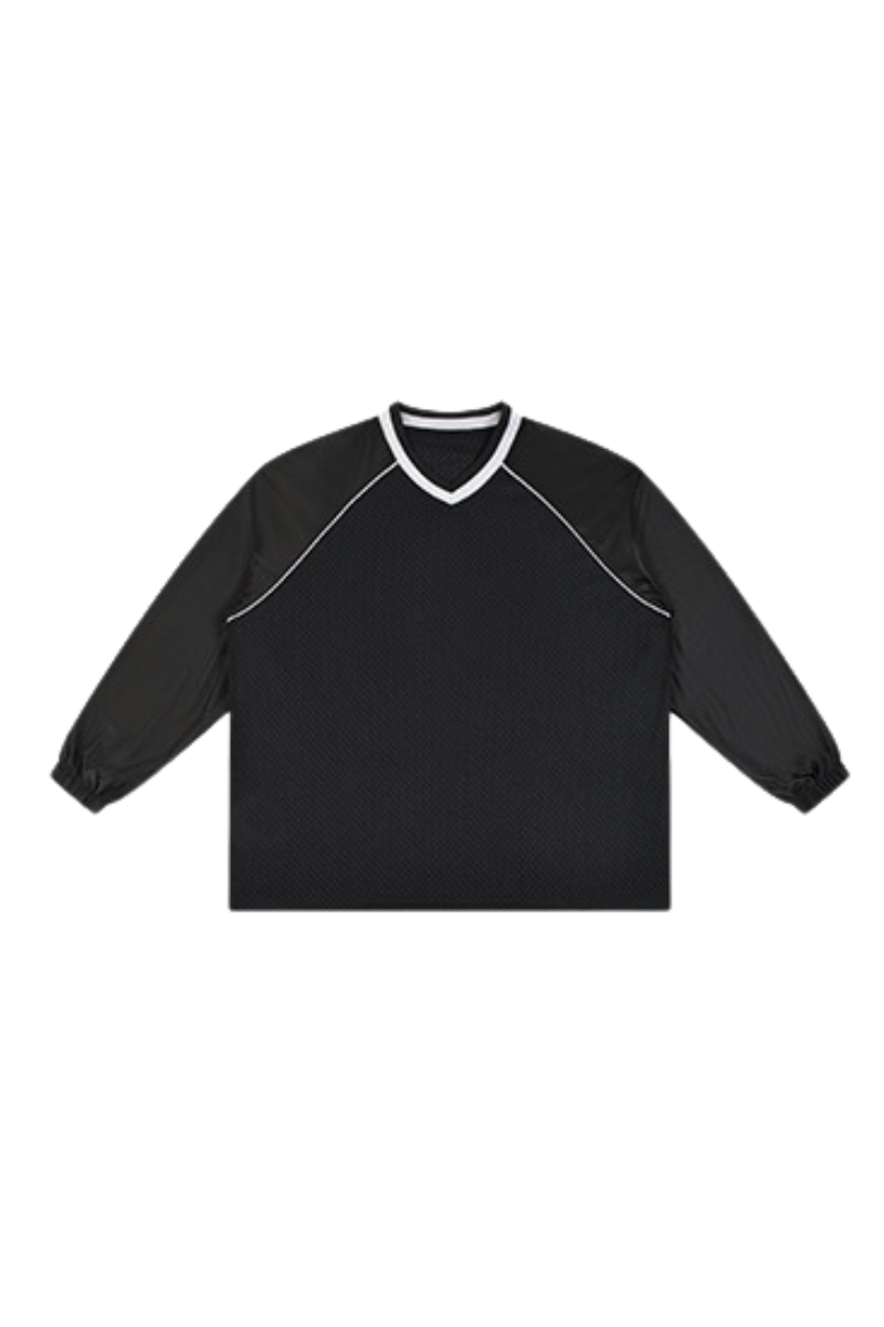 Women's Mesh V-Neck Raglan Color Block Long Sleeve Jersey