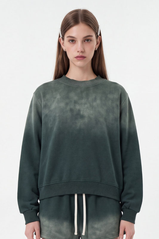 Women's Fall Fleece Vintage Gradient Mock Neck Sweatshirt