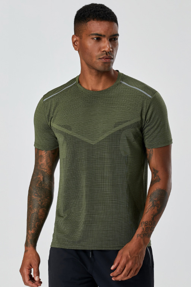Men's Summer Mesh Reflective Stripe Quick Dry Sports T-shirt