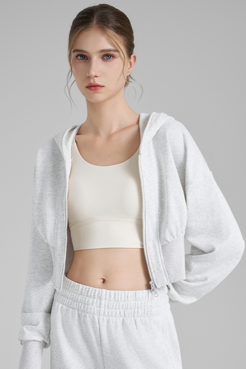 Women's Fall Dual-Zipper Cropped Drop Shoulder Hooded Jacket