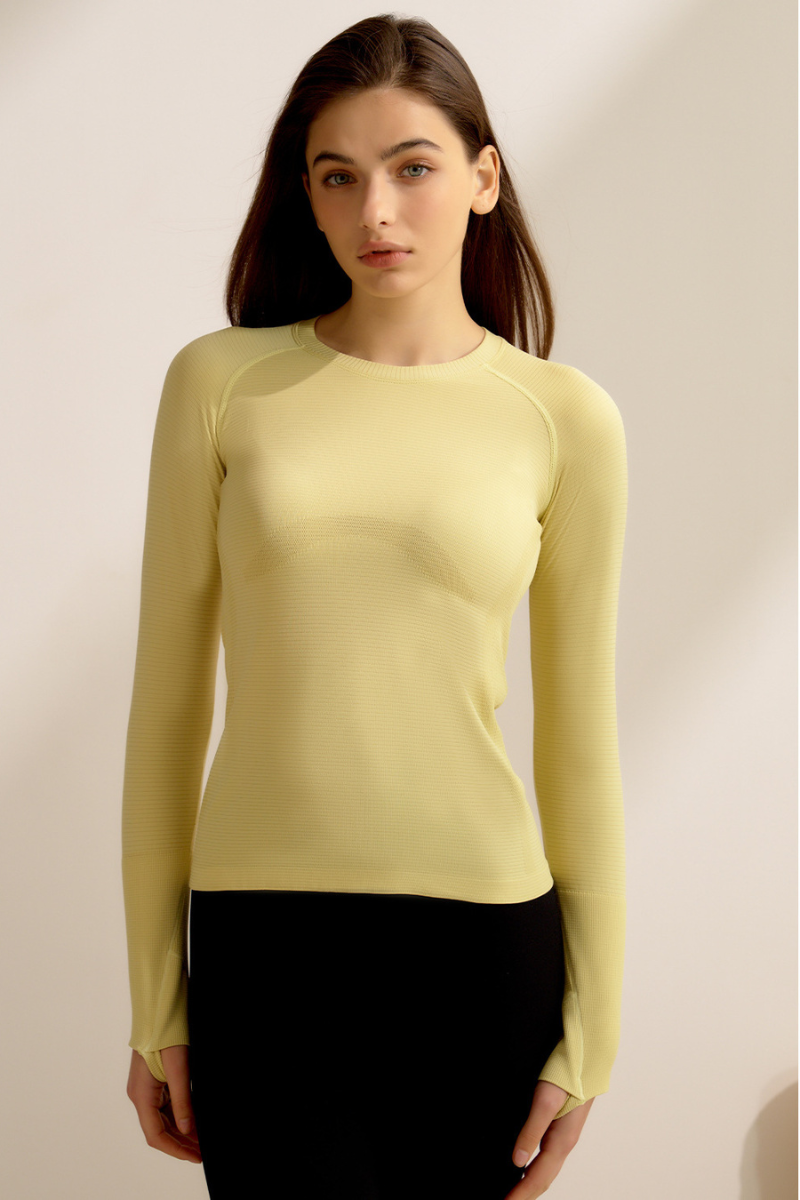 Women Spring Finger Cuffs Quick Dry Long Sleeve Sports Top