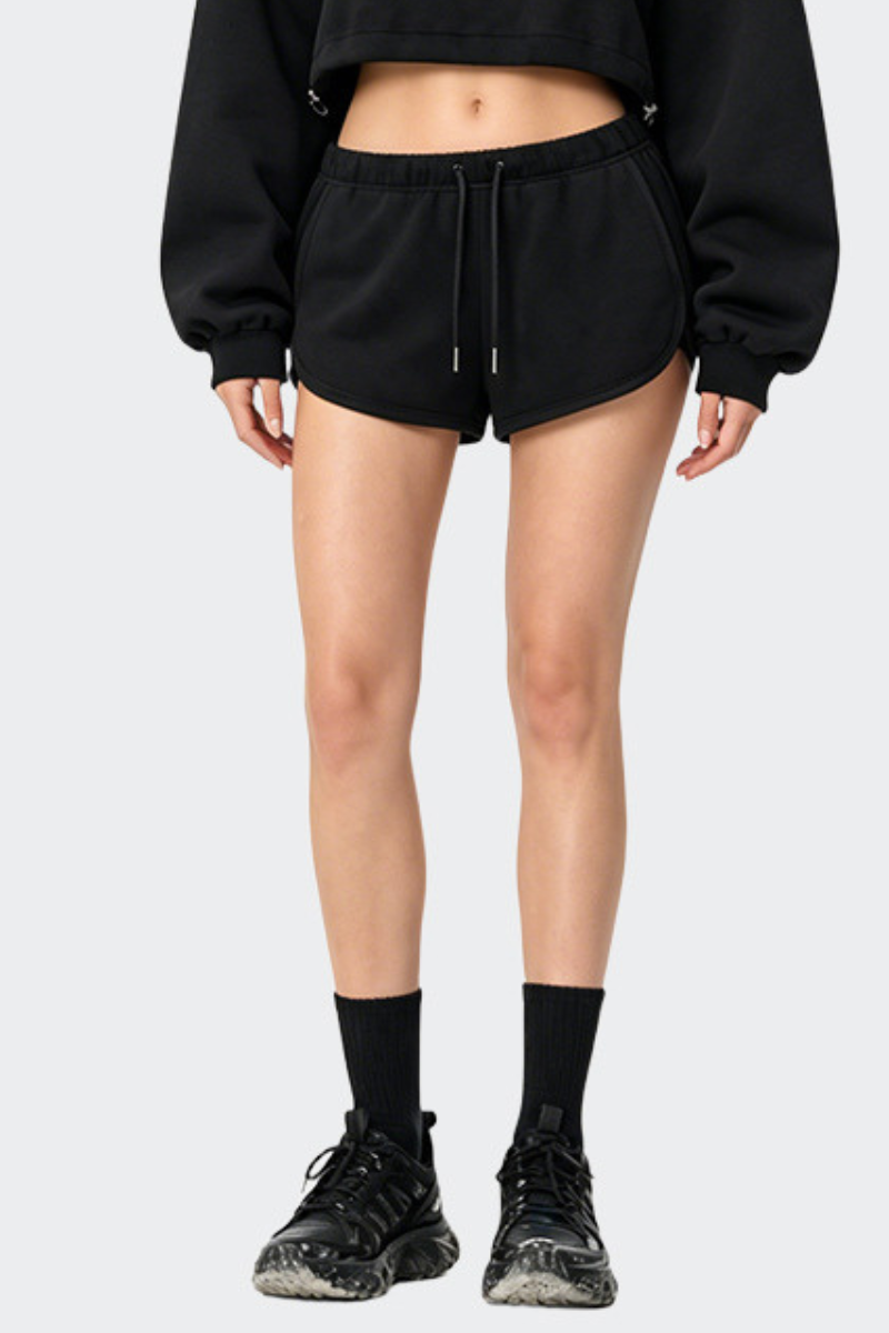 Women's Drawstring Curved Split Side Pocket Sports Shorts