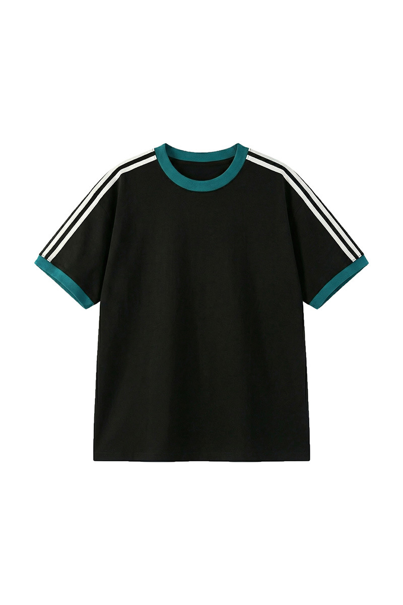 Men's Summer Retro Side 3-Stripes Contrast Loose Fit T-Shirt