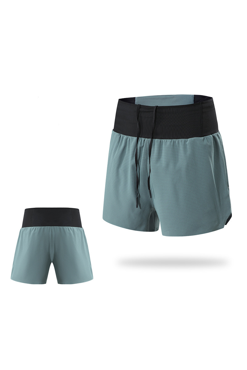Men High Waist Multi-Pocket 2-in-1 Running Shorts