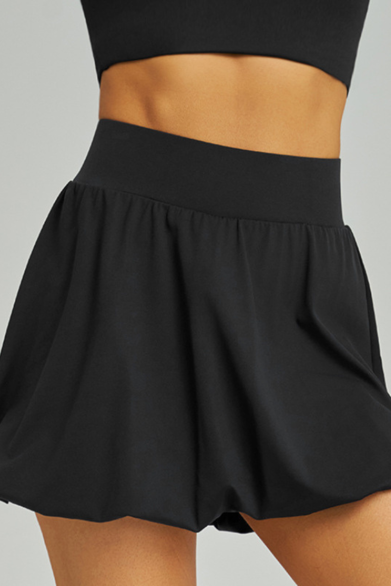 Women's Bubble Hem Anti-Chafing Yoga Skirt with Pockets