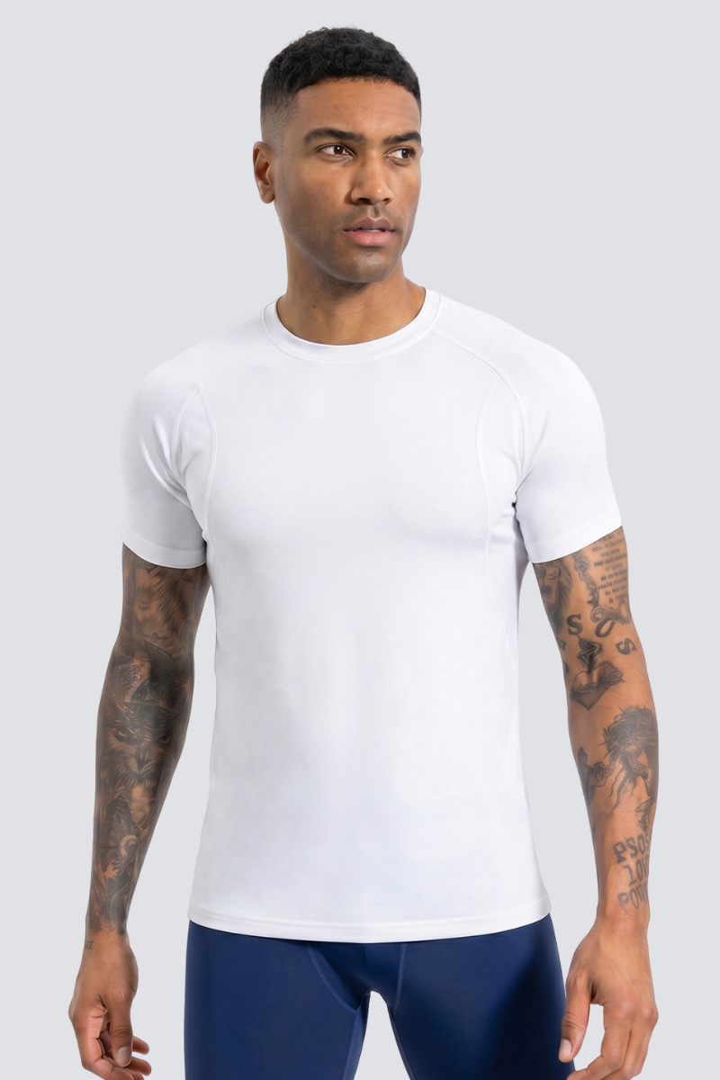 Men's Contrast Breathable Quick Dry Athletic Running T-Shirt