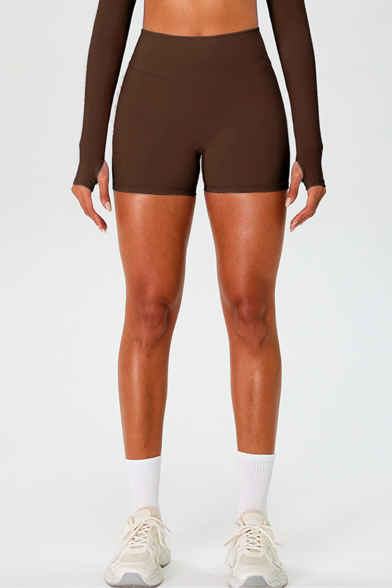 Women's High Waist Pleated Buttocks Lifts Nude Feel Shorts
