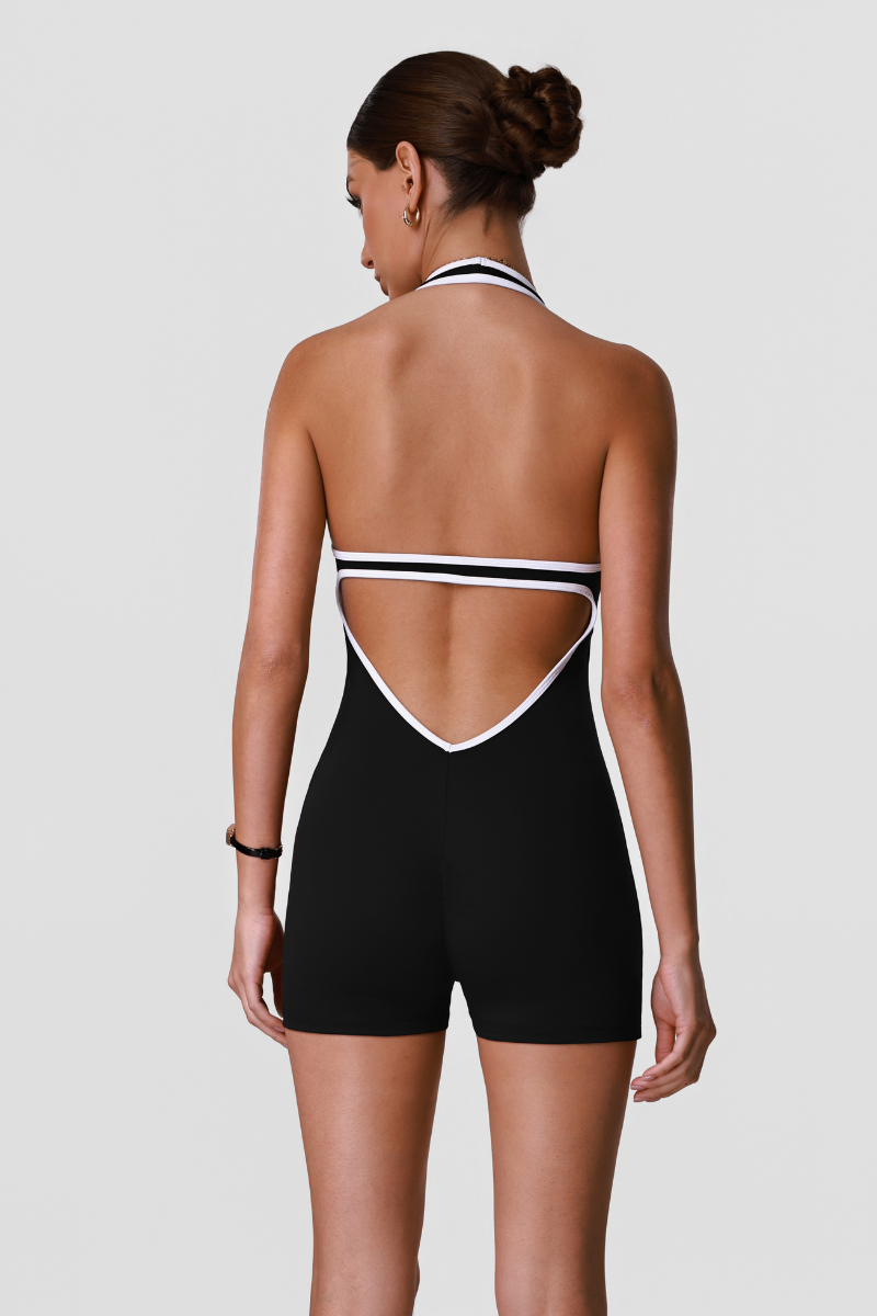 Women's Color-Block Halter U-neck One-Piece Sports Jumpsuits