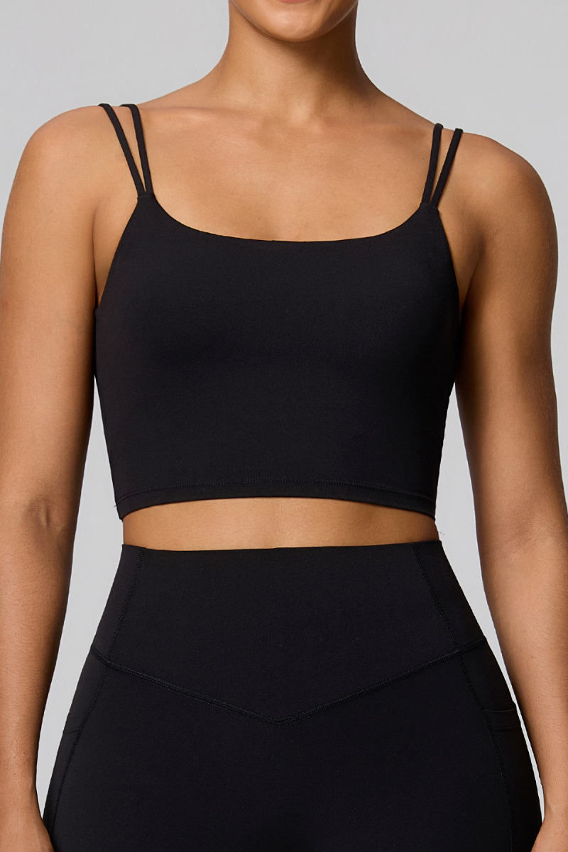 Women's Athletic Double Thin Strap Twist Back Yoga Bra