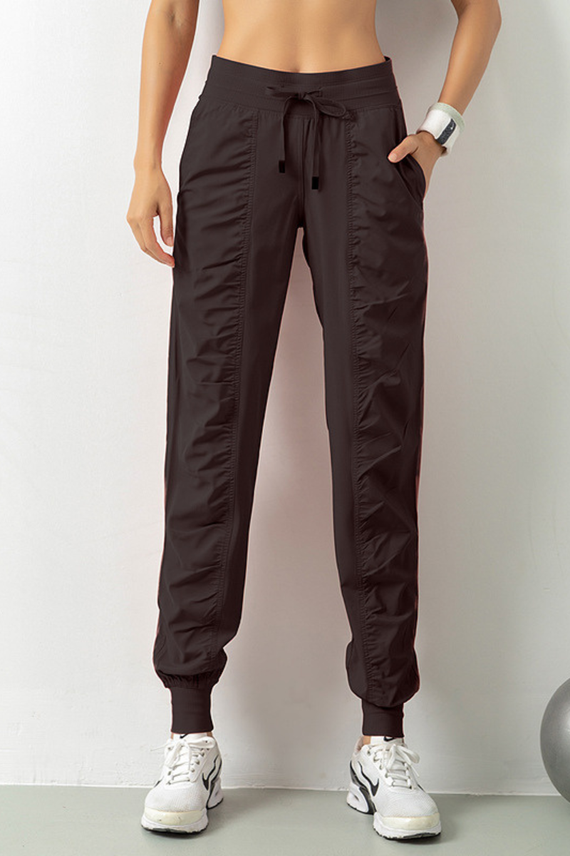 Women's Lightweig Drawstring Pocketed Ruched Side Joggers