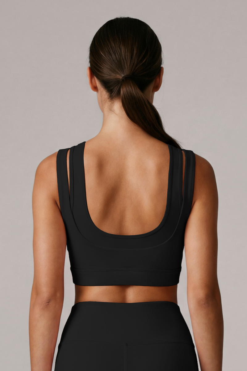 Women's Double Strap Square Neck Cropped Sports Bra