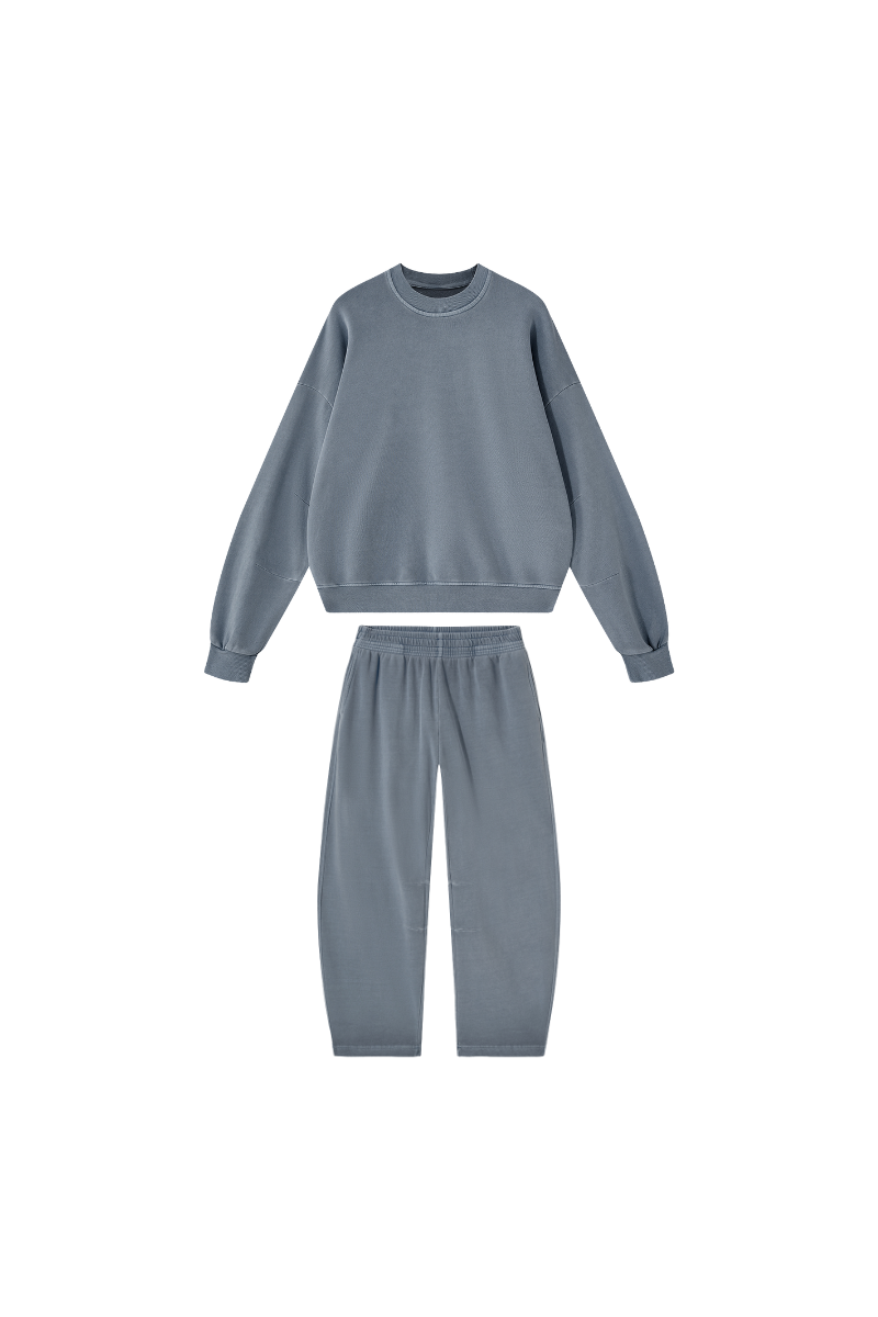 Men's Fall 100% Cotton Set:Solid Pullover And Sweatpants