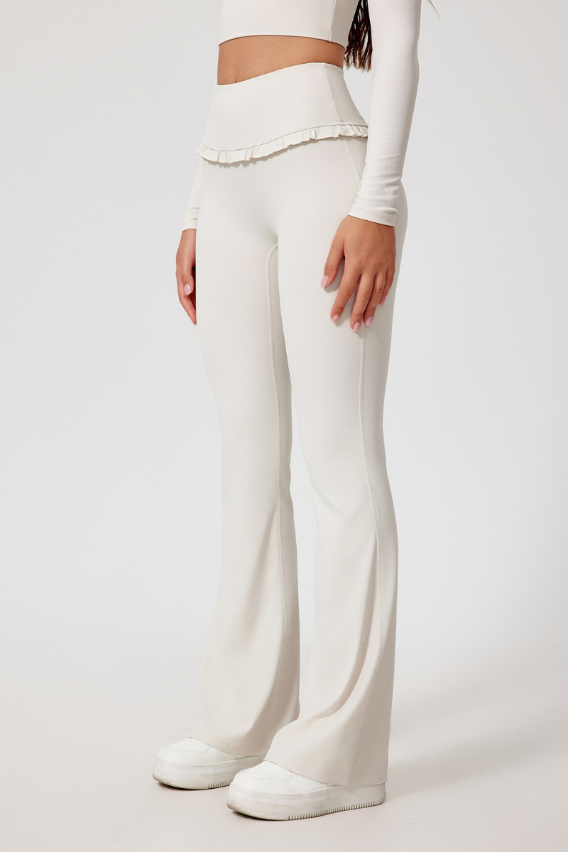 Women's High Waist Lace Solid  Sporty Flared Pants