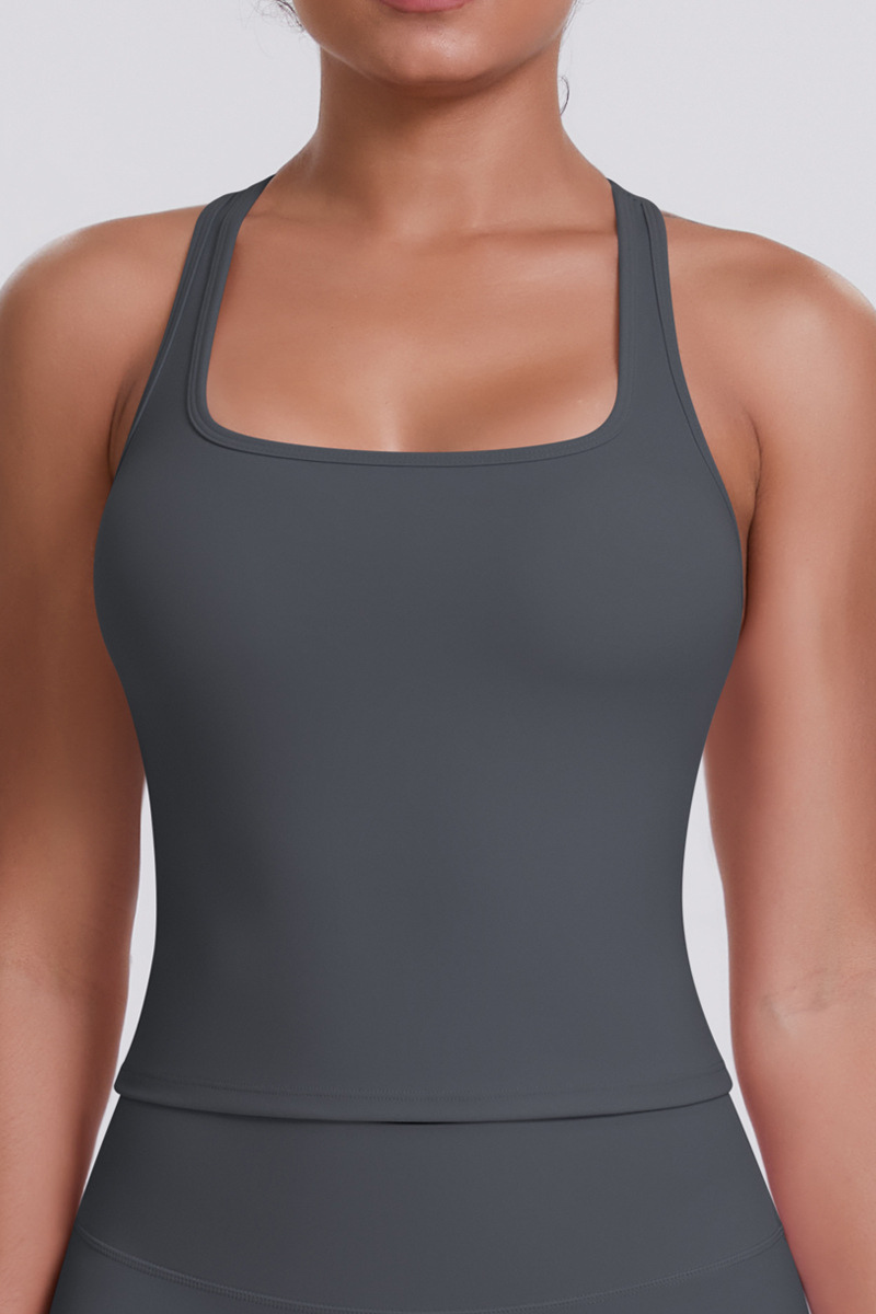 Women's Brushed Solid Racerback Sports Yoga Tank Top