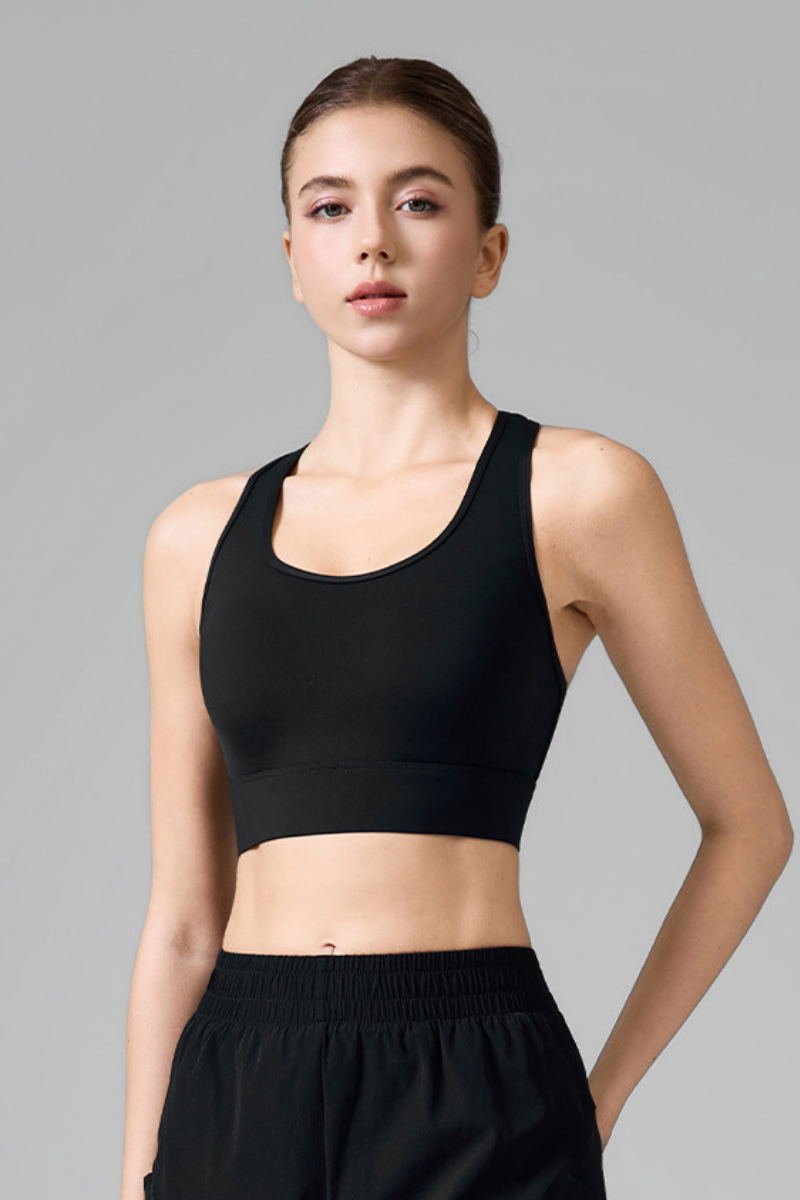 Women's Mesh Splicing Racerback Wide Strap Athletic Tennis Bra