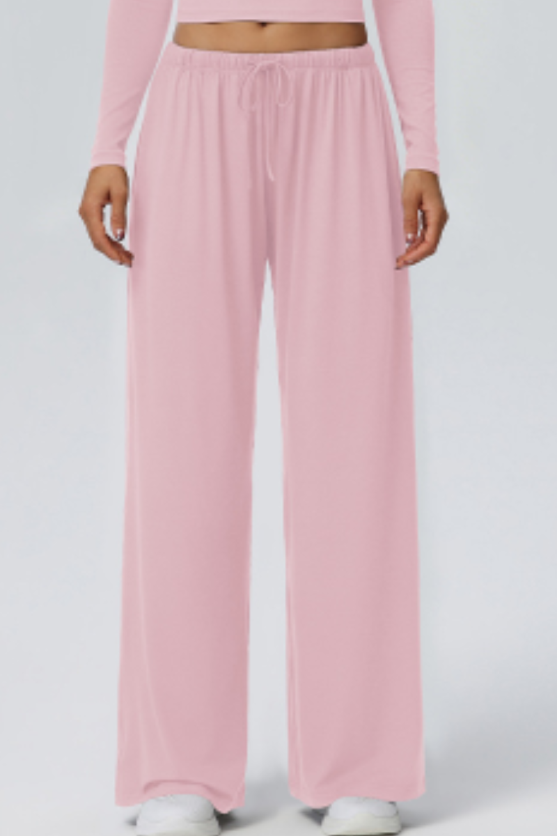 Women's Drawstring High Waist Drape Wide Leg Casual Pants