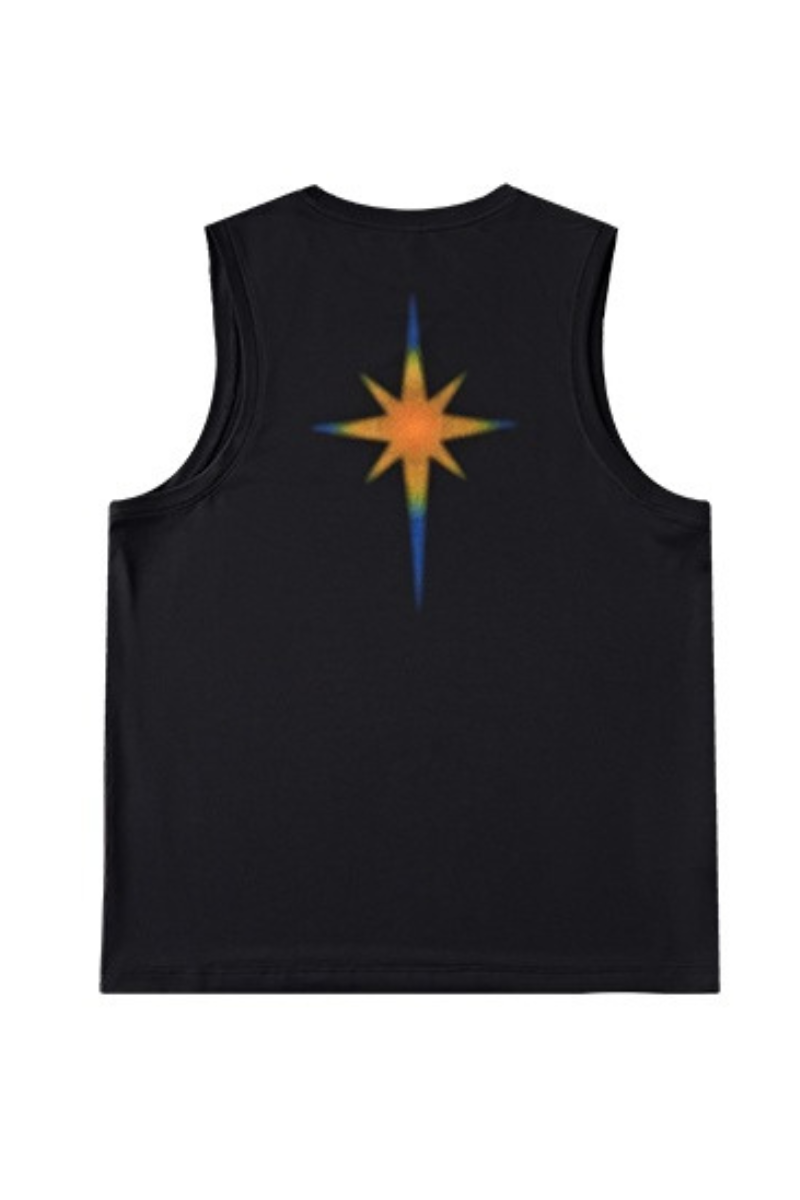 Men's Raglan Crew Neck Printed Quick Dry Athletic Tank Top