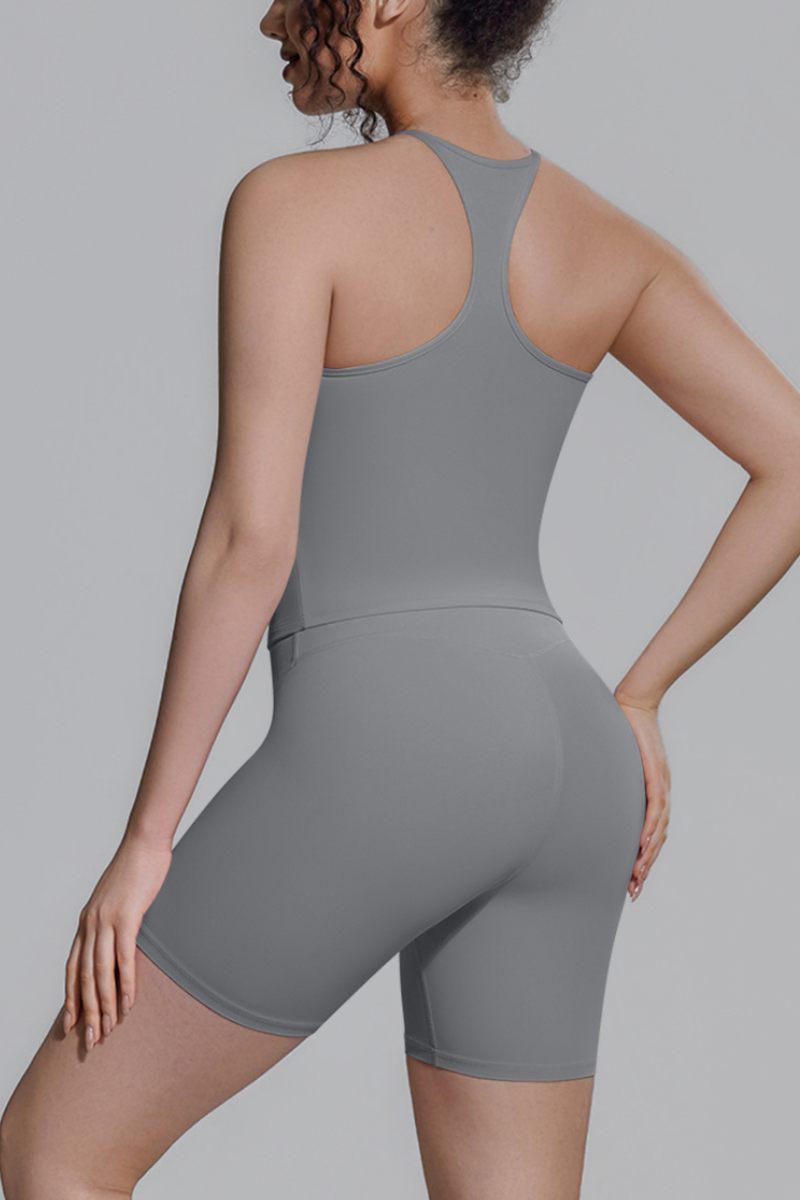 Women's Athletic Sets:Racerback Tank Top And Shorts